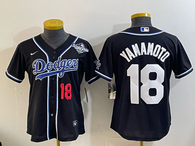 Women Nike 2026 Los Angeles Dodgers #18 Yamamoto Black Game MLB Jersey 06